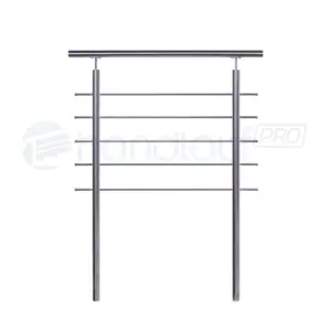 Einbetoniertes Relinggeländer aus Edelstahl mit fünf Querstreben. Bietet höchste Sicherheit und eine moderne Ästhetik für Ihren Garten.