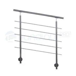 Seitlich montiertes Relinggeländer aus Edelstahl mit 5 Querstreben. Langlebig und zuverlässig für viele Jahre Freude an Ihrem Geländer.