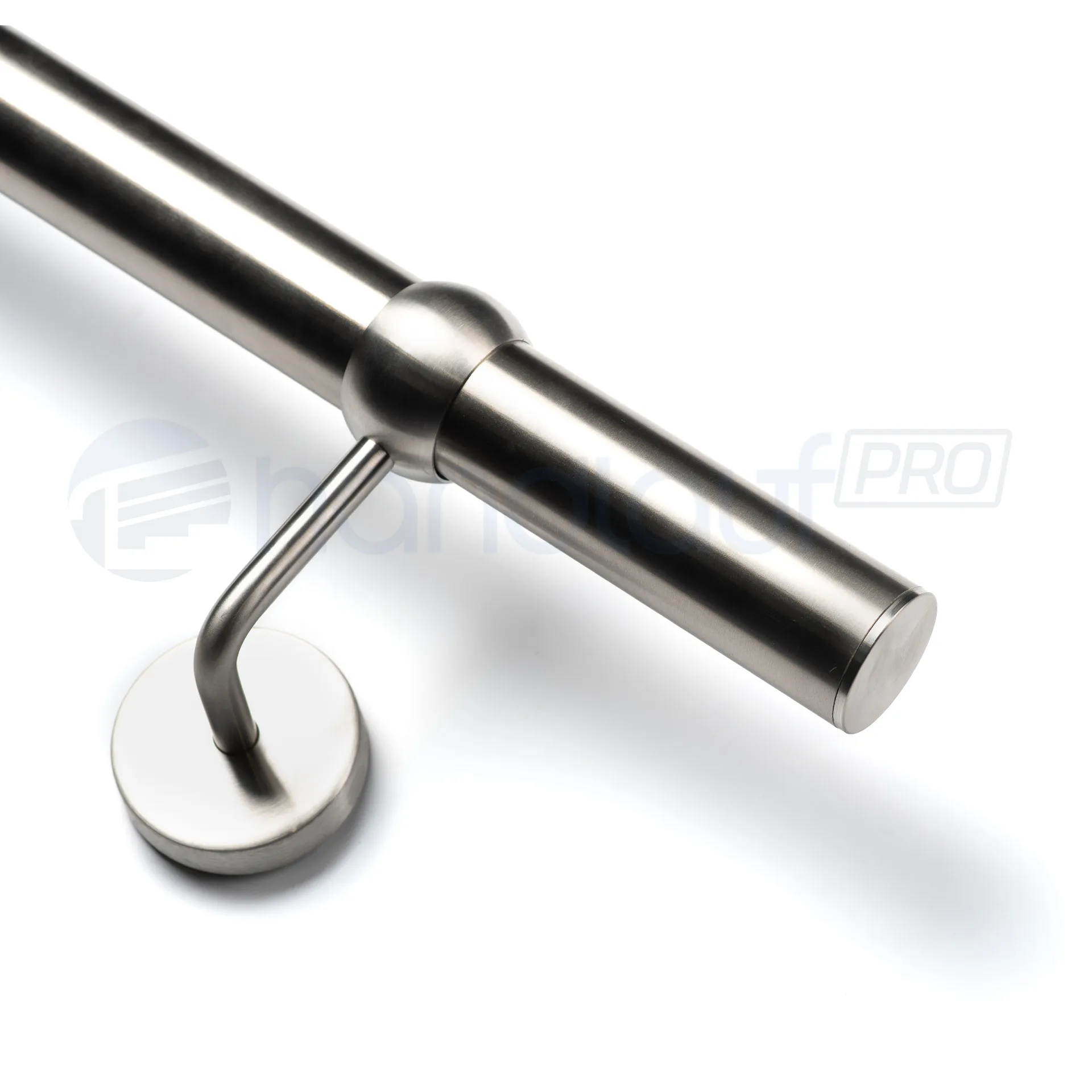 Edelstahl (V2A) Handlauf - Halter Kugelring Handlauf Edelstahl mit Kugelring-Design und flacher Endkappe. Verleiht Ihrem Zuhause einen modernen Touch.