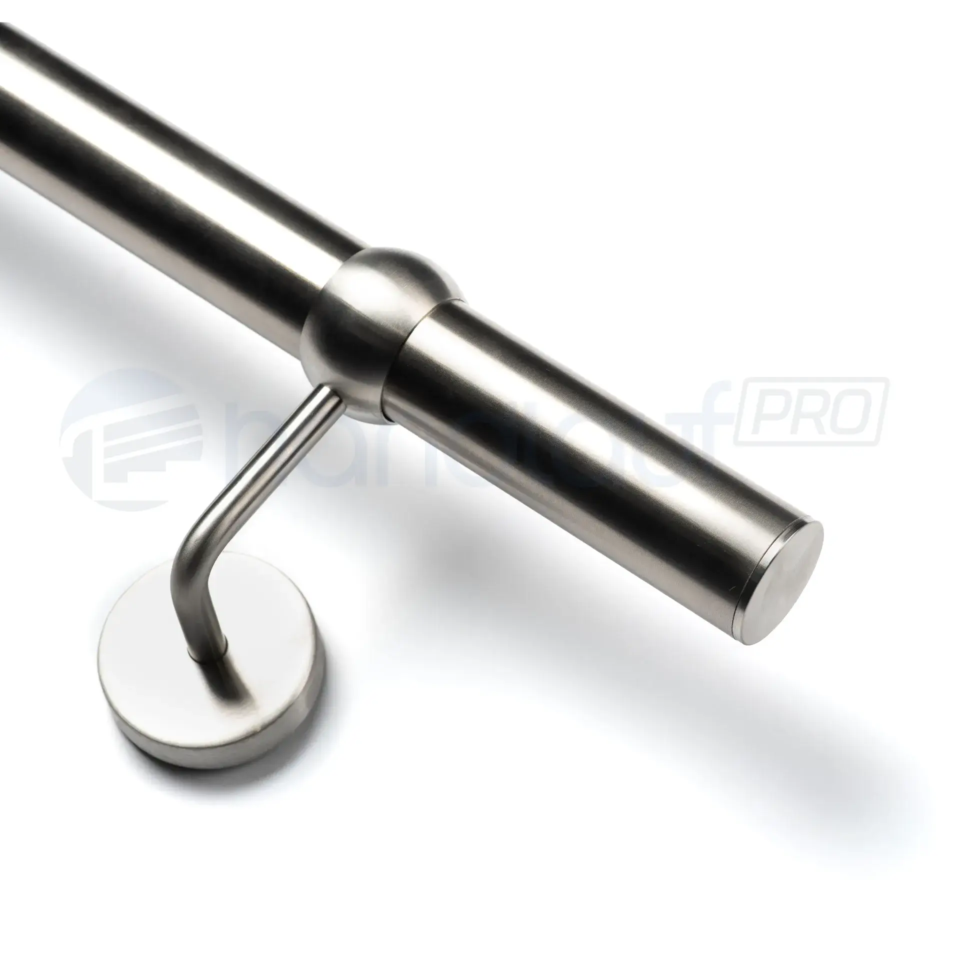 Edelstahl Handlauf V2A - Halter Kugelring Handlauf Edelstahl mit Kugelring-Design und flacher Endkappe. Verleiht Ihrem Zuhause einen modernen Touch.