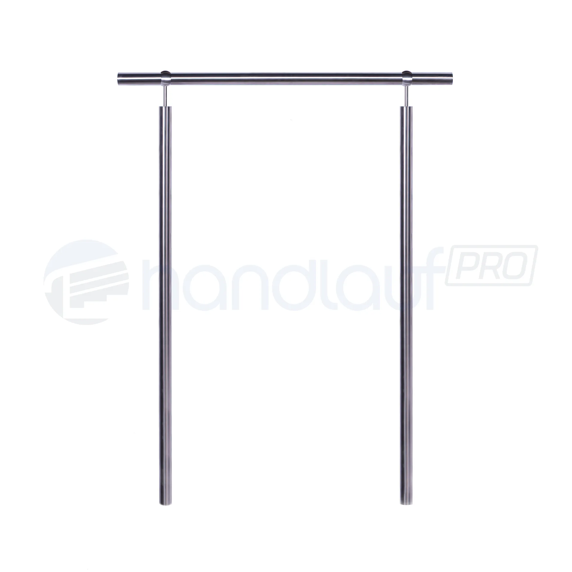 Freistehender Handlauf einbetoniert Freistehendes Geländer aus Edelstahl, einbetoniert. Zeigt die hochwertige Verarbeitung und die solide Verankerung im Beton für maximale Stabilität.