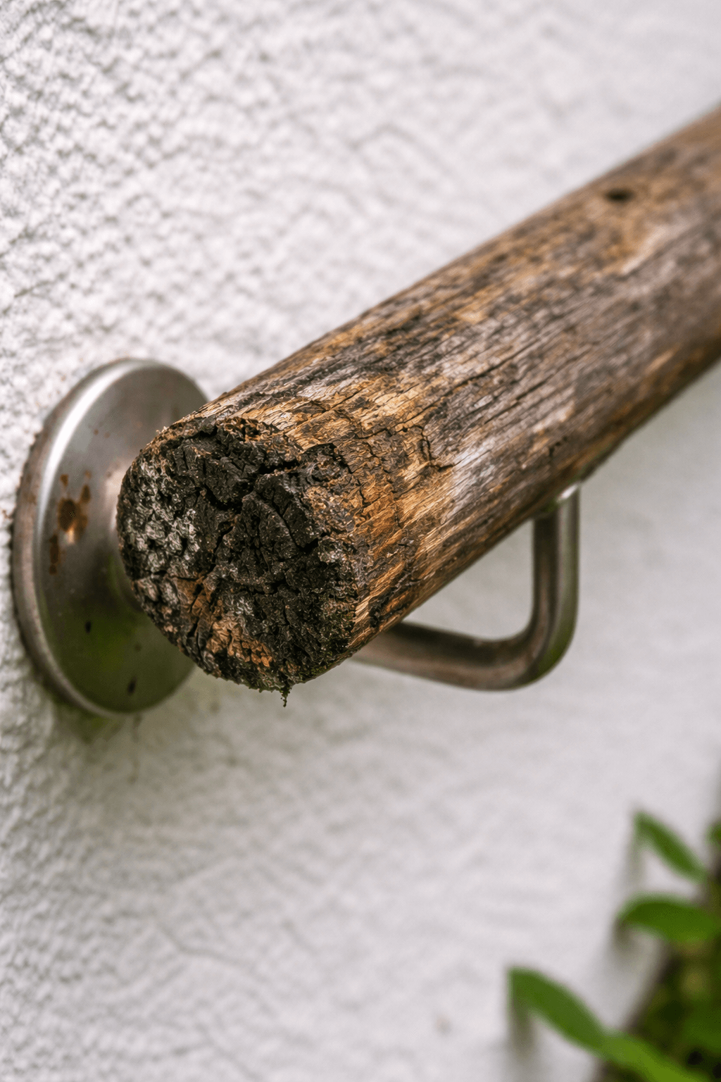 Holz Wandhandlauf fault & Stahl rostet