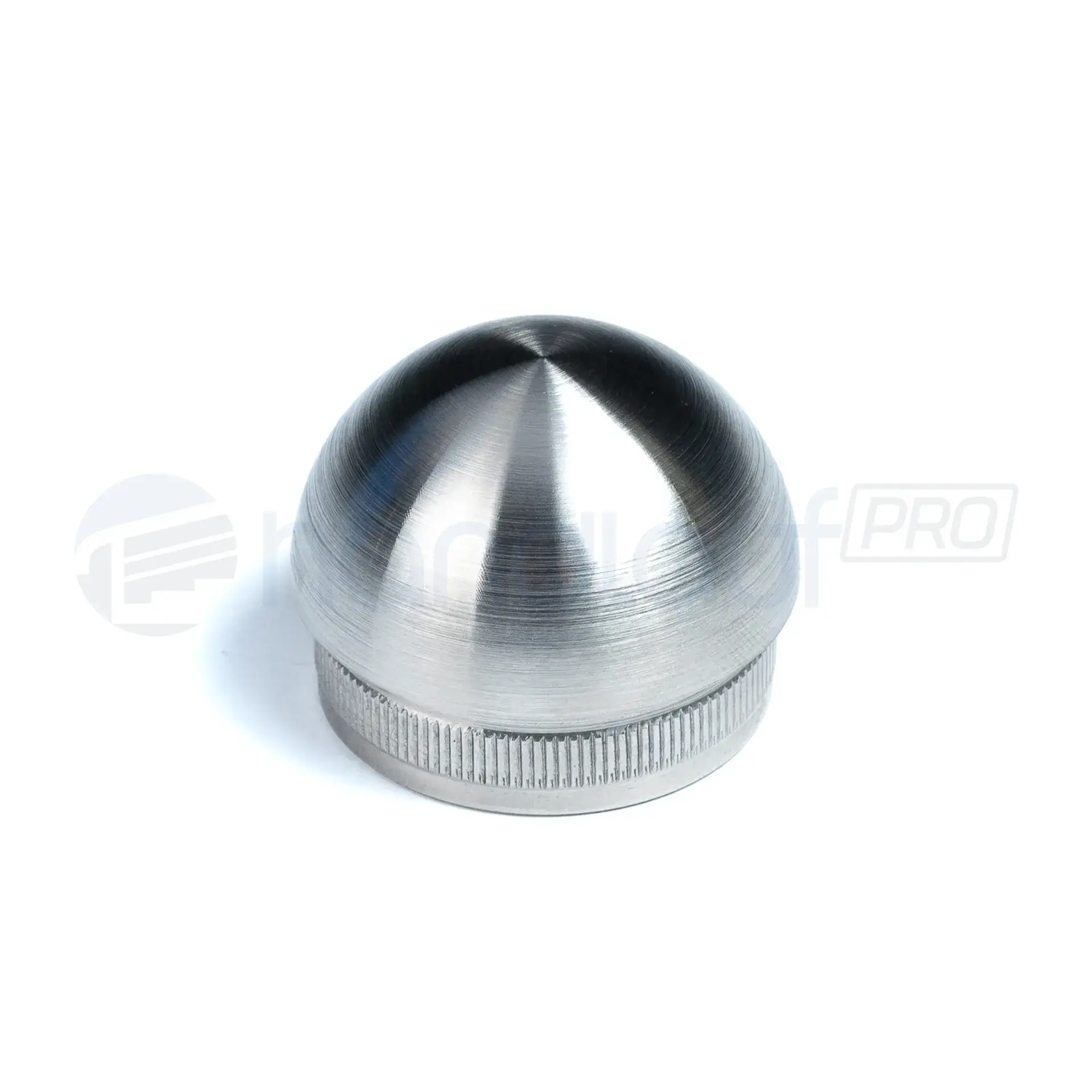 Endkappe aus Edelstahl, runde Form (Kugel). Harmonisches Design für verschiedene Handlaufvarianten.