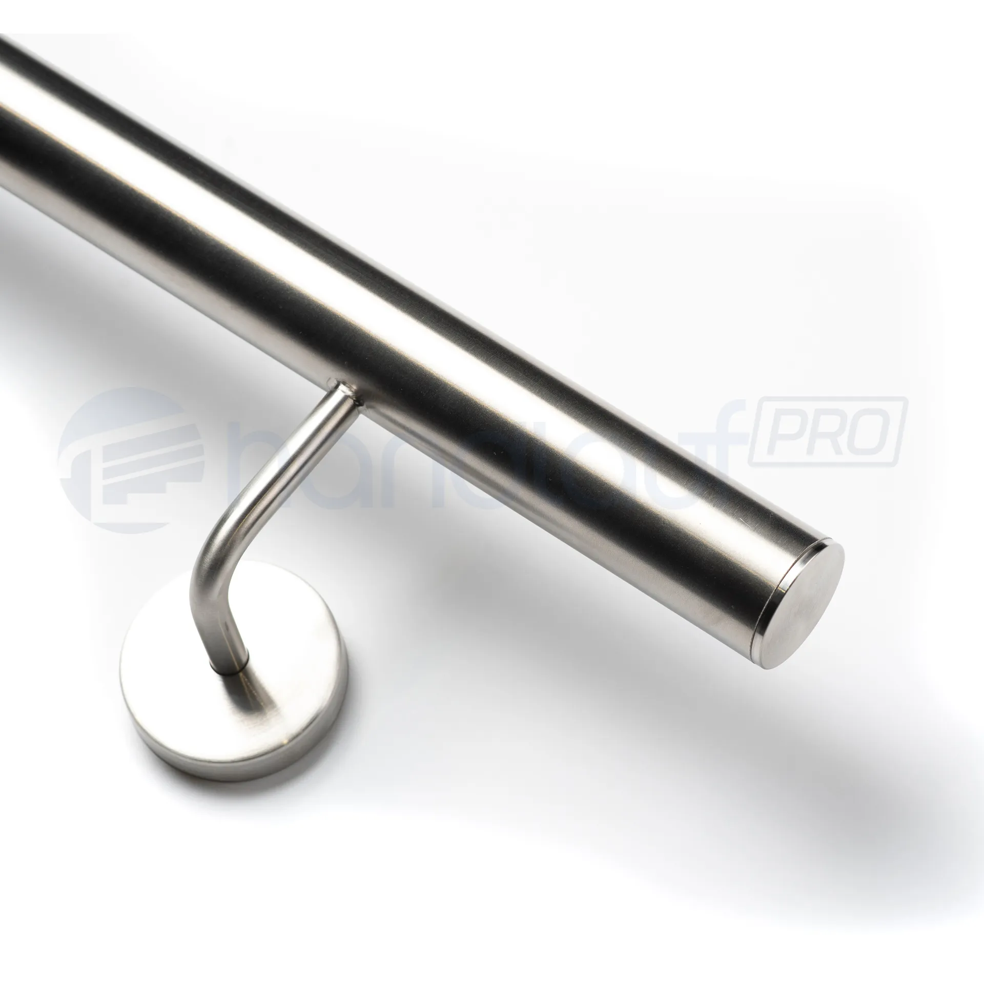 Edelstahl (V2A) Handlauf - Halter angeschweißt Geschweisster Handlauf Edelstahl mit flacher Endkappe für robuste und sichere Anwendung. Hochwertige Verarbeitung.