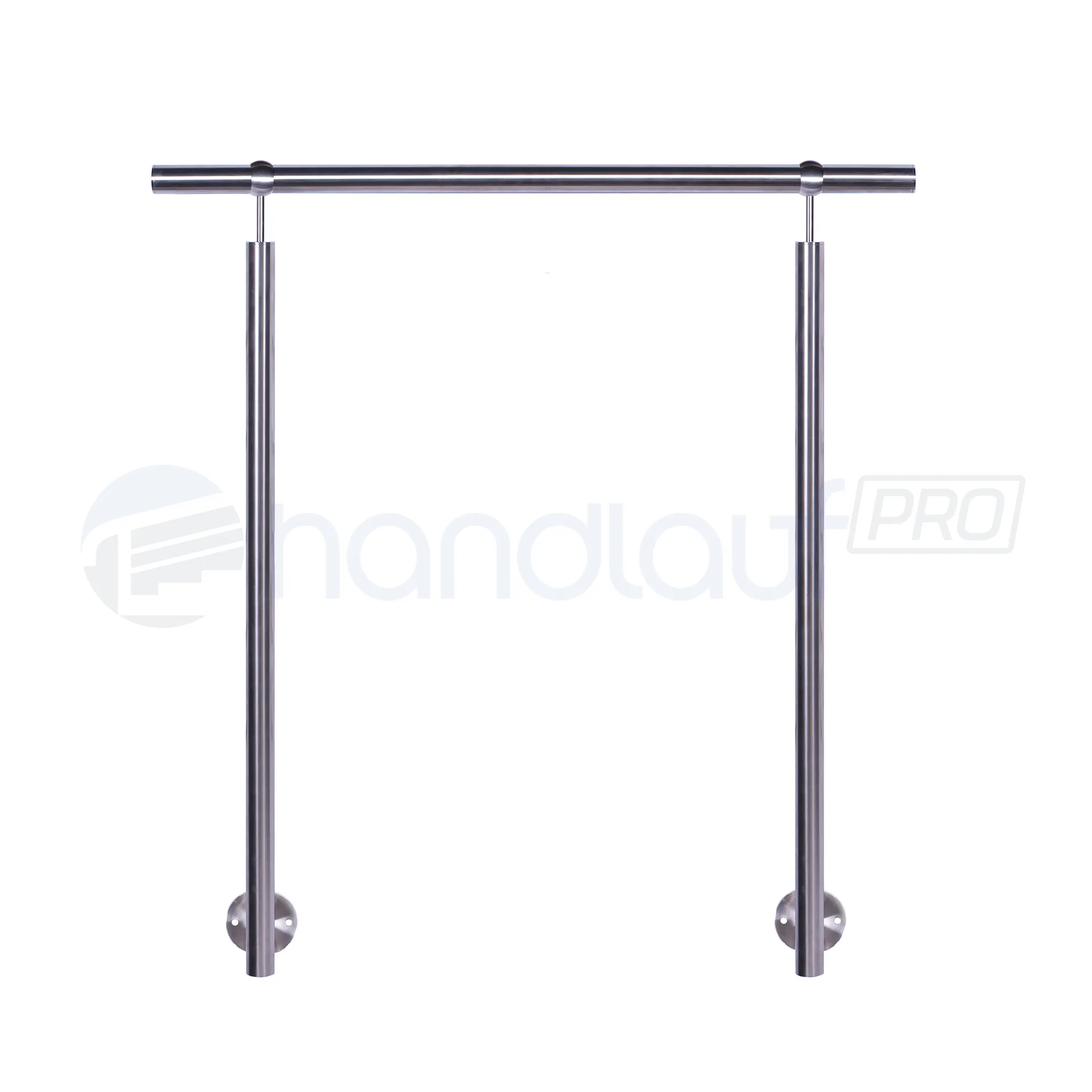 Freistehender Handlauf seitlich Freistehendes Geländer aus Edelstahl, seitliche Befestigung. Zeigt die hochwertige Verarbeitung, die elegante Befestigung und die solide Konstruktion für maximale Stabilität.