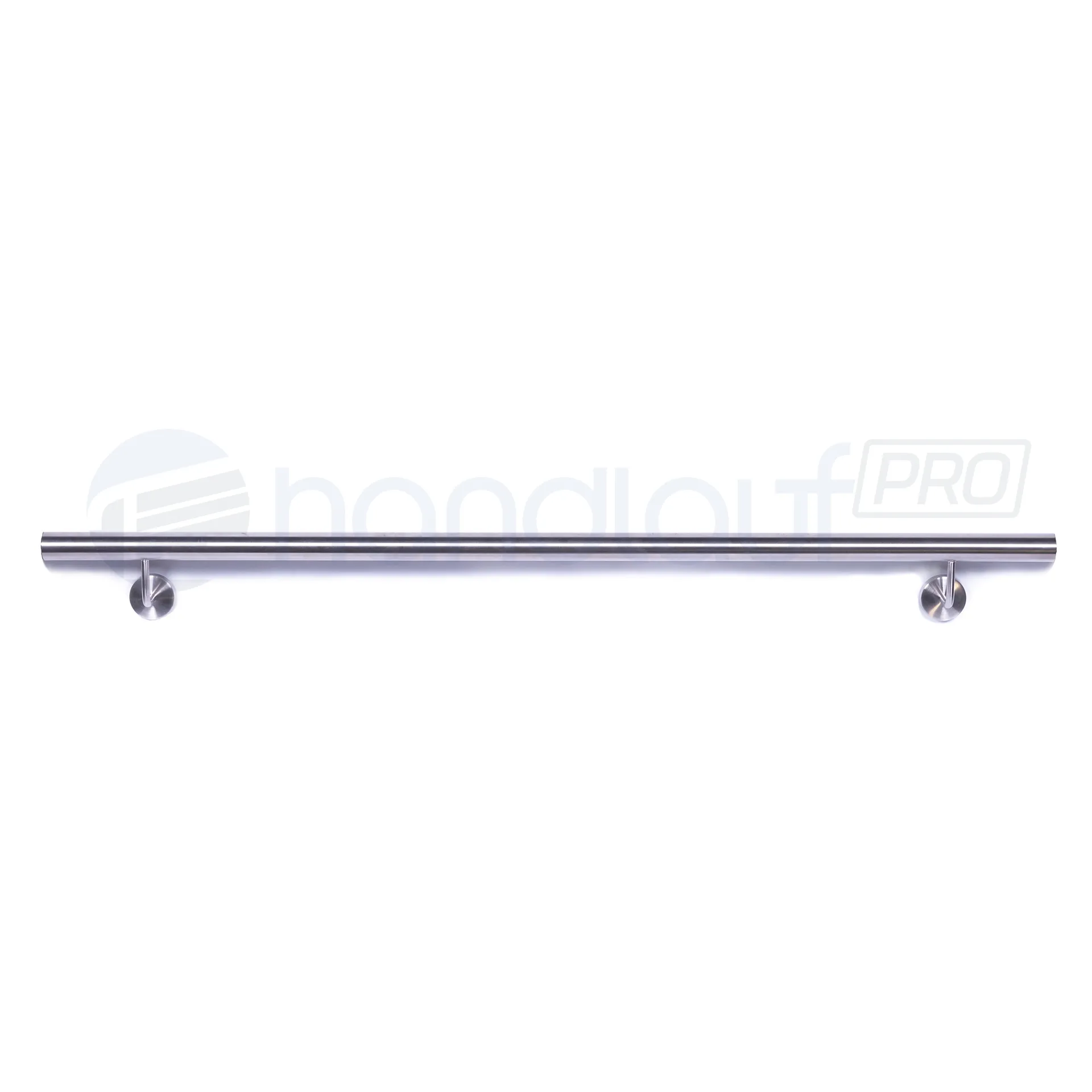 Wandhandlauf aus V2A Edelstahl mit verschweißten Haltern. Die flache Endkappe sorgt für ein modernes und minimalistisches Design. Langlebig und pflegeleicht.