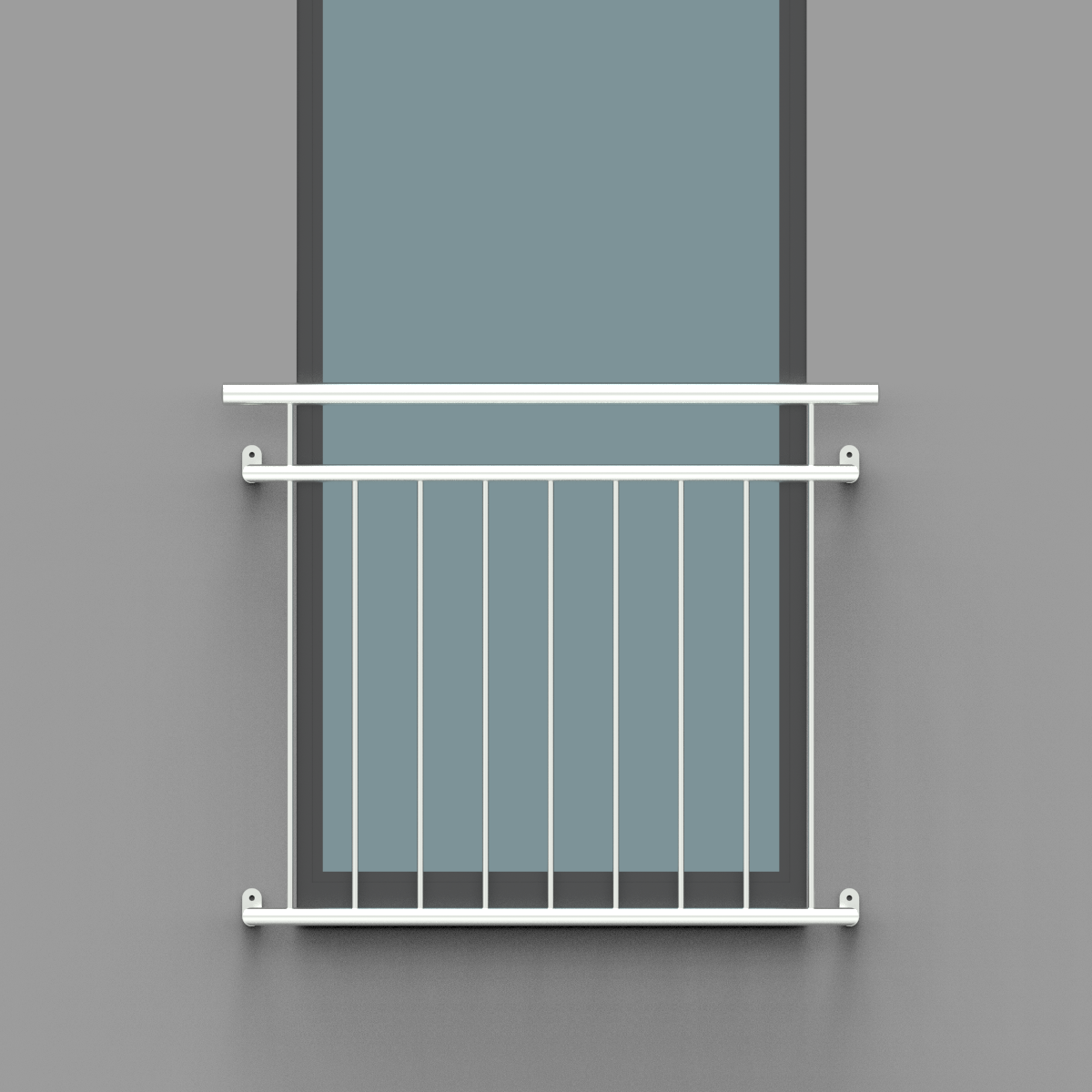 Französischer Balkon aus Edelstahl pulverbeschichtet | RAL9016 Verkehrsweiß