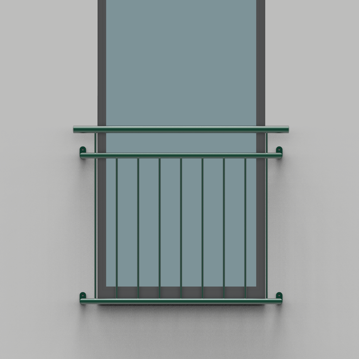 Französischer Balkon aus Edelstahl pulverbeschichtet | RAL6005 Moosgrün